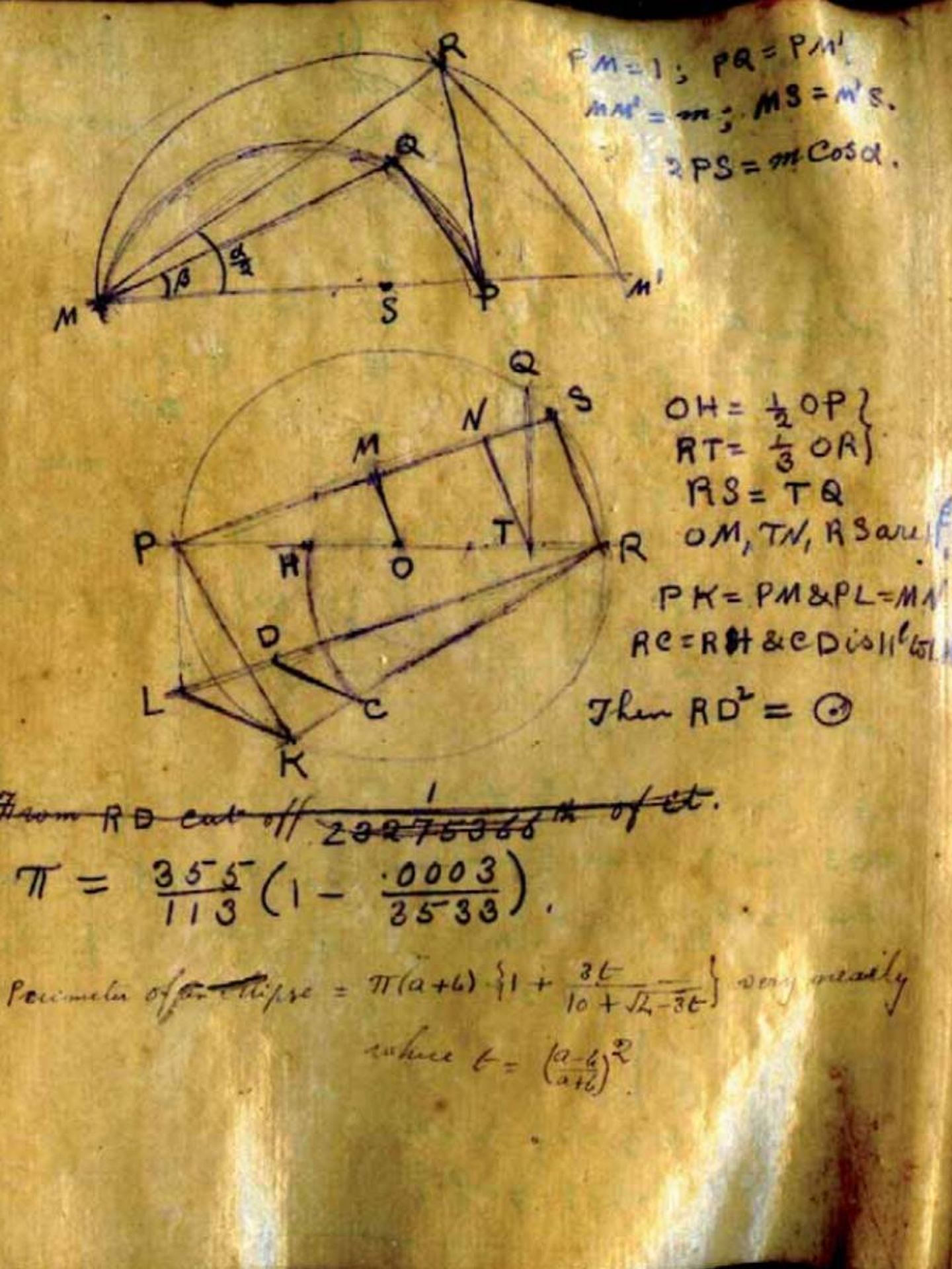 Uno de los manuscritos de Ramanujan.
