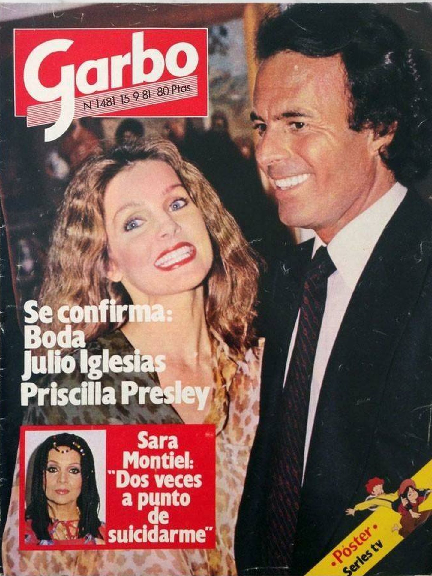 Priscilla y Julio, en la portada de una revista de la época. ('Garbo')