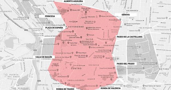 Foto: Perímetro que abarca la superzona de Madrid central. (EC)