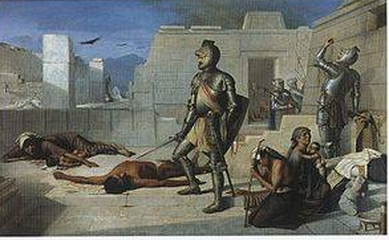 Episodios de la Conquista: La matanza de Cholula (óleo sobre tela)