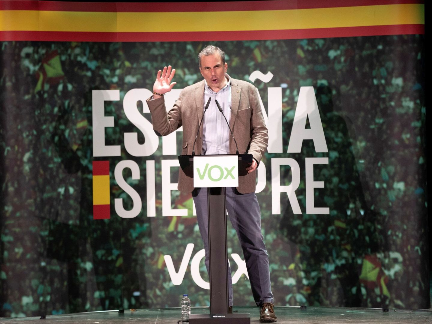 El secretario general de Vox, Javier Ortega Smith, en un acto del partido en Teruel. (EFE)