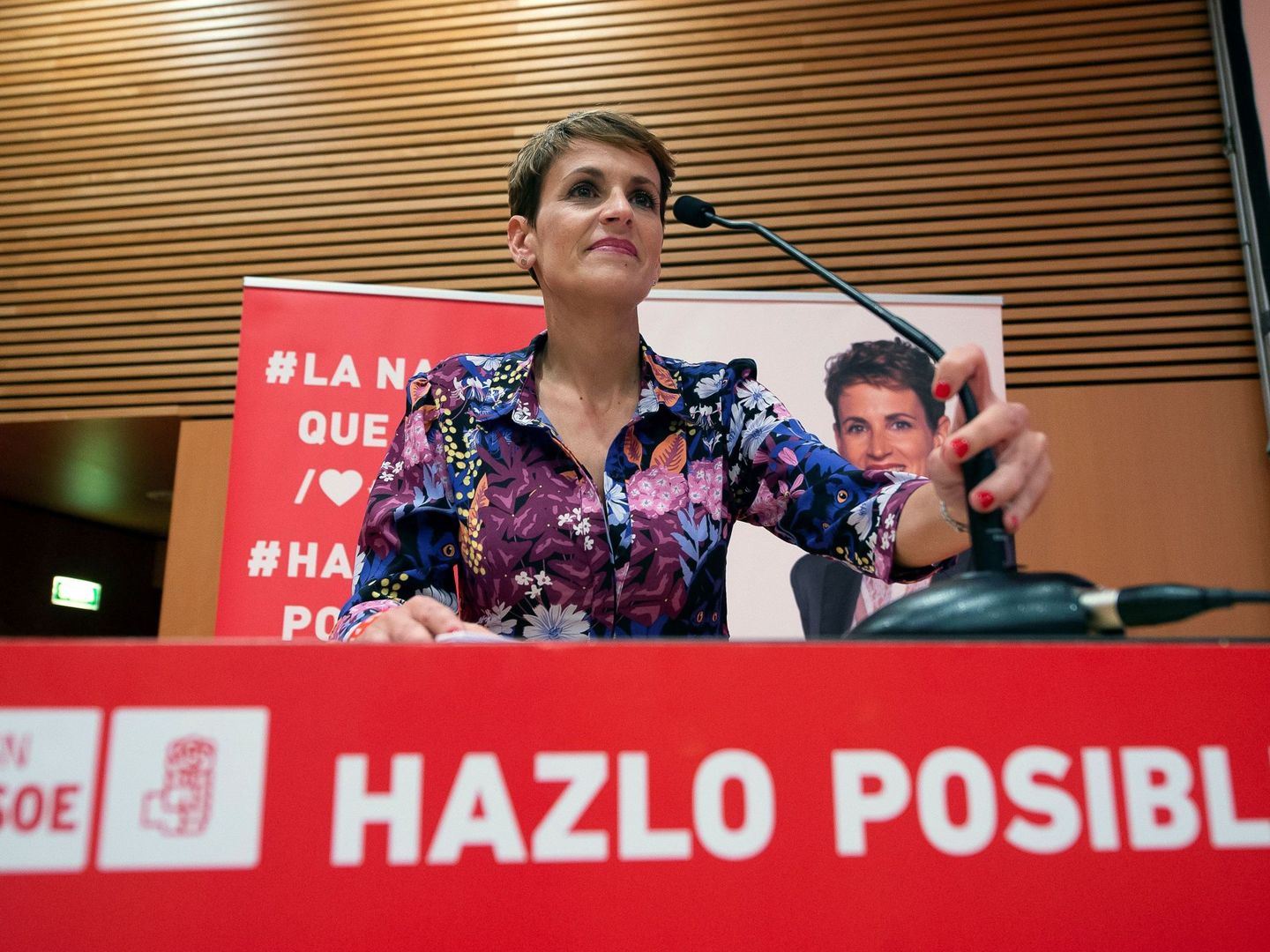 María Chivite, secretaria general del PSN-PSOE, el pasado 9 de mayo en Pamplona, en la apertura de la campaña del 26-M. (EFE)