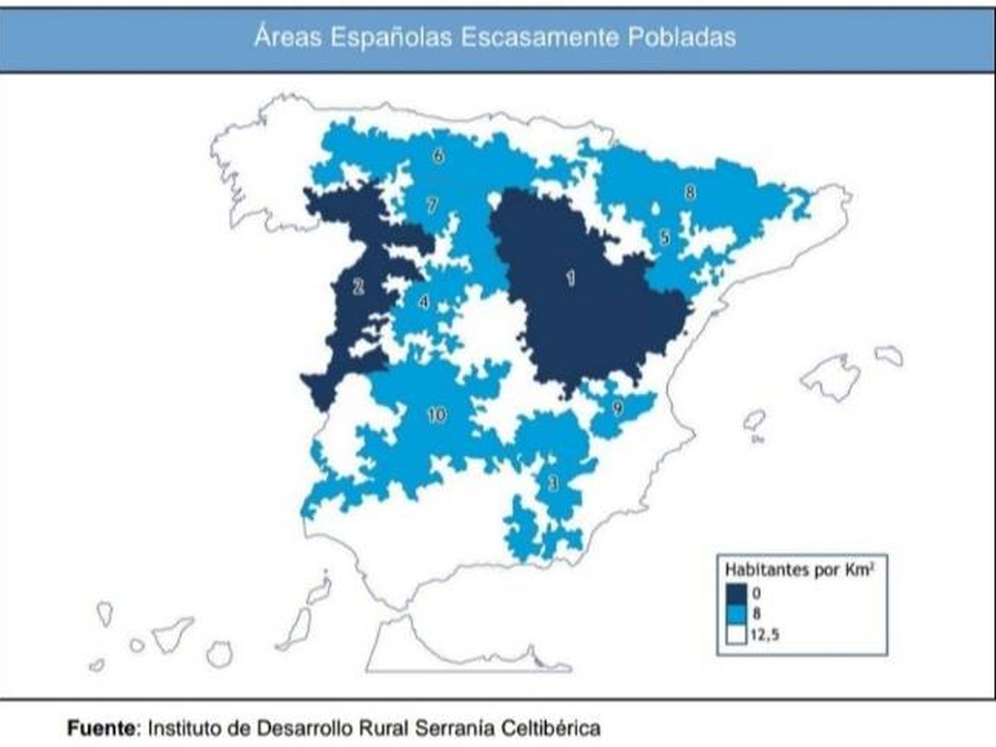 Mapa de despoblación elaborado por Serranía Celtibérica.