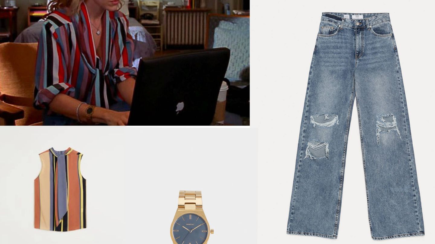 Camisa de Mango, reloj de Parfois y jeans de Bershka.