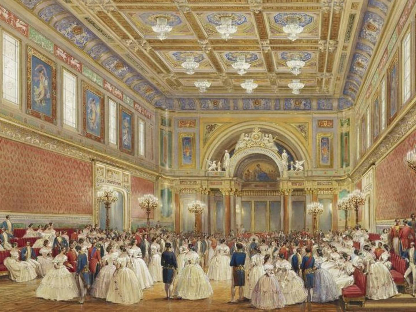 Acuarela de 1856 de un baile en de Ballroom. (Cortesía/Royal Collection Trust)