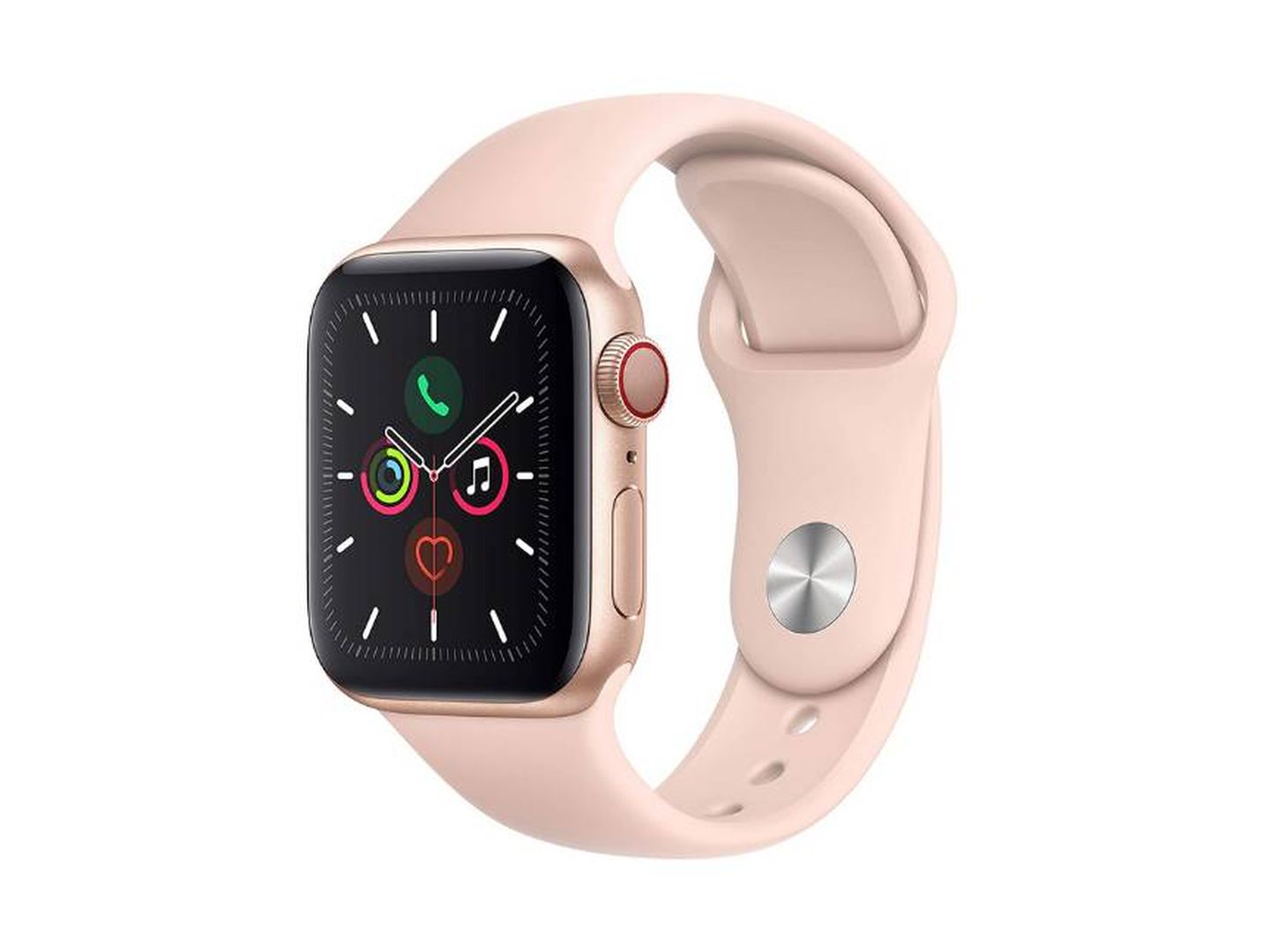 Apple watch con correa deportiva rosa arena