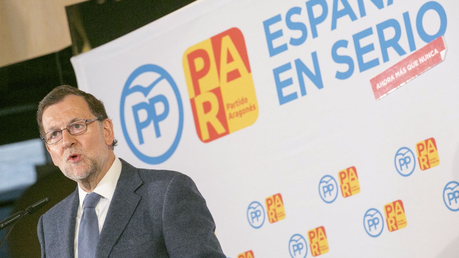 Foto: El presidente del Gobierno en funciones, Mariano Rajoy, durante su intervención en Zaragoza del pasado 18 de mayo (EFE)