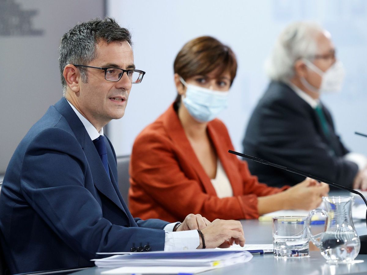 Foto: Félix Bolaños durante la rueda de prensa de Moncloa. (EFE)