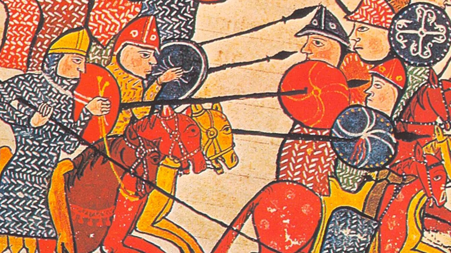 Miniatura que representa la batalla de las Navas de Tolosa de 1212.