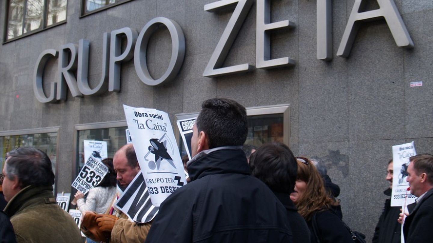 Prostestas de los trabajadores de Grupo Zeta. (Foto: Sindicatos de Periodistas de Madrid)