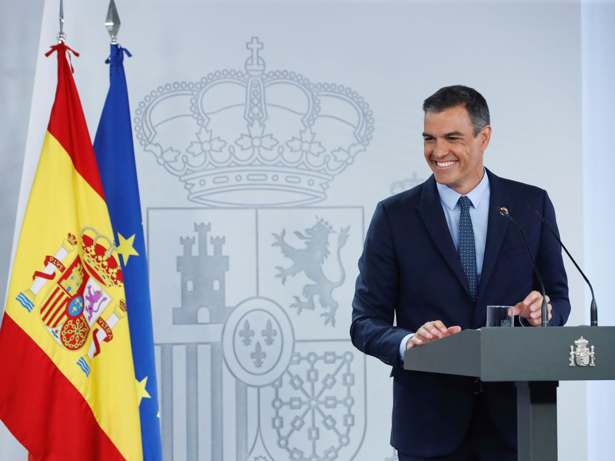 Foto: El presidente del Gobierno, Pedro Sánchez, durante su comparecencia ante los medios tras la reunión del Consejo de Ministros celebrado el martes. (EFE)