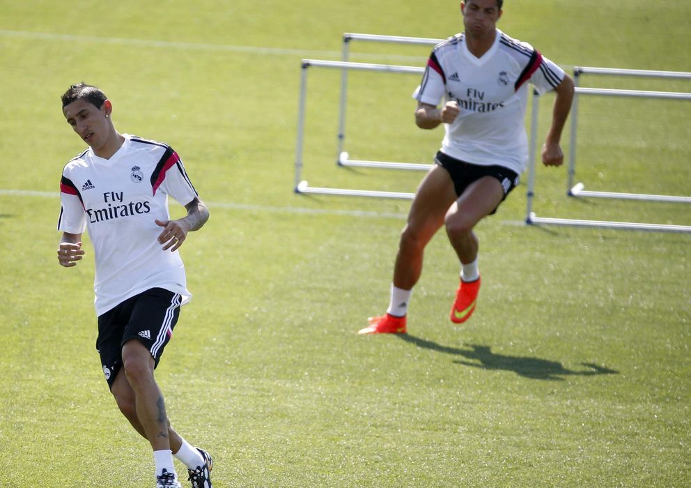 Foto: Ángel di María, durante un entrenamiento con el Real Madrid.