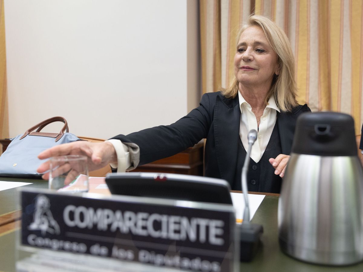 Foto: Elena Sánchez, ya expresidenta interina de RTVE, en una comparecencia en el Congreso. (Europa Press/Eduardo Parra)