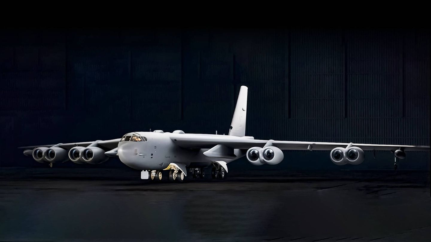 Imagen del renovado B-52J con nuevos motores Rolls Royce y sistemas electrónicos. (Boeing)