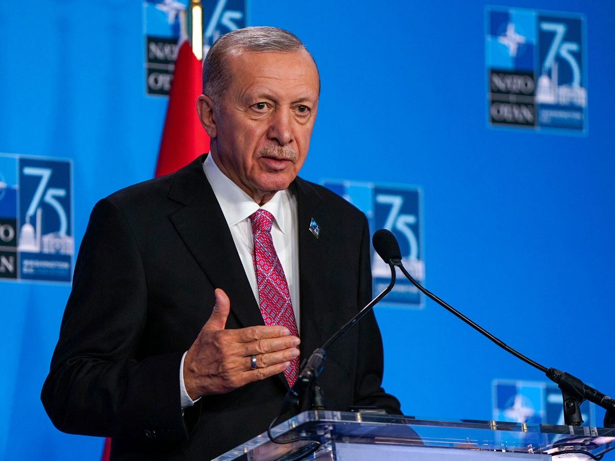 Foto: Erdogan en una rueda de prensa en la cumbre de la OTAN en imagen de archivo. (Reuters/Elizabeth Frantz)