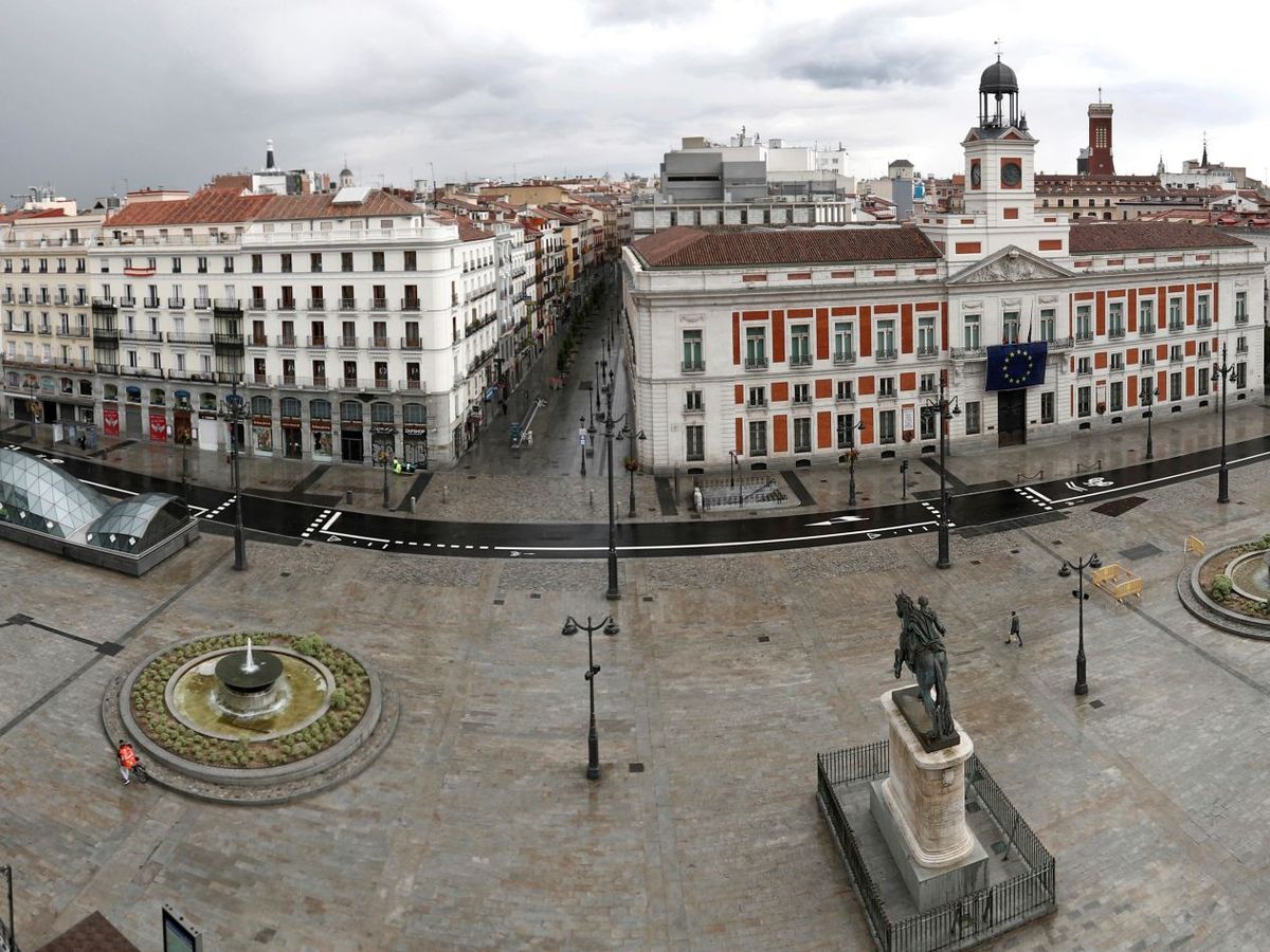 Foto: Vista panorámica de la Plaza del Sol vacía. (Foto: Hotel Europa Madrid)