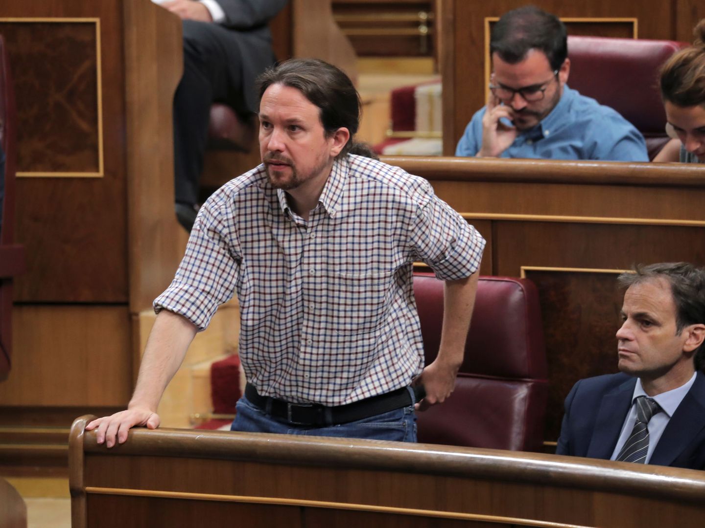 Pablo Iglesias, en el Congreso de los Diputados, durante la fallida investidura de Sánchez. (EFE)