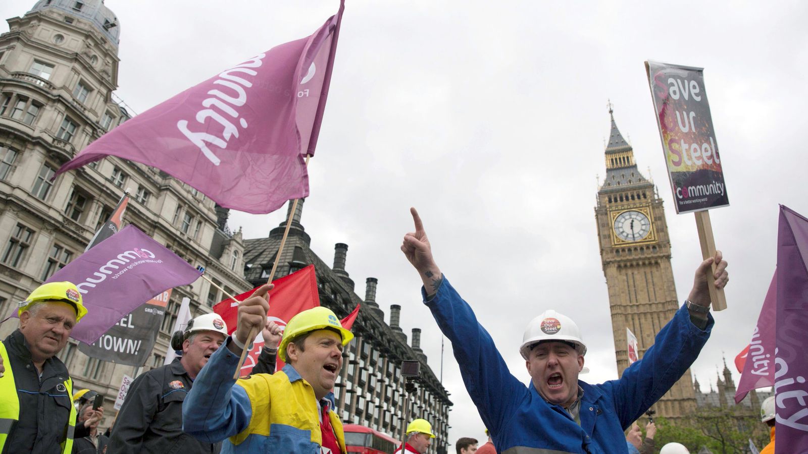 Foto: Manifestación de trabajadores del acero en Londres. (Reuters)