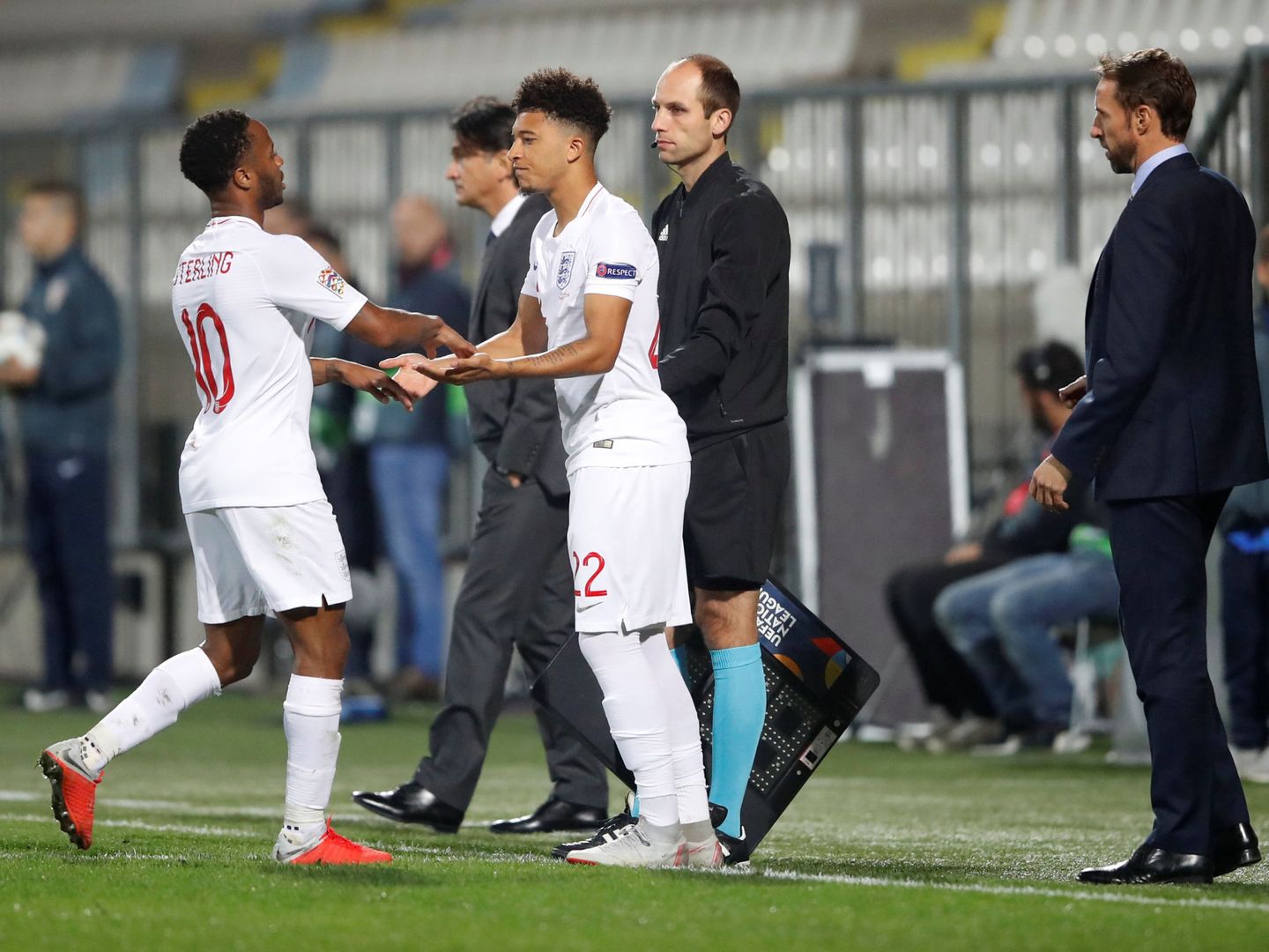 Sancho jugó el último cuarto de hora del Croacia-Inglaterra de la Liga de las Naciones. (Reuters)