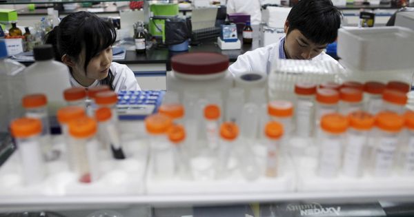 Foto: Dos investigadores preparan un medicamento en un laboratorio de la Universidad de Nanjing, en abril de 2011. (Reuters)