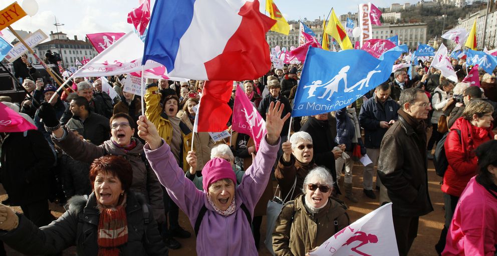 Imagen de la manifestación celebrada el domingo en Lyon (Reuters). 