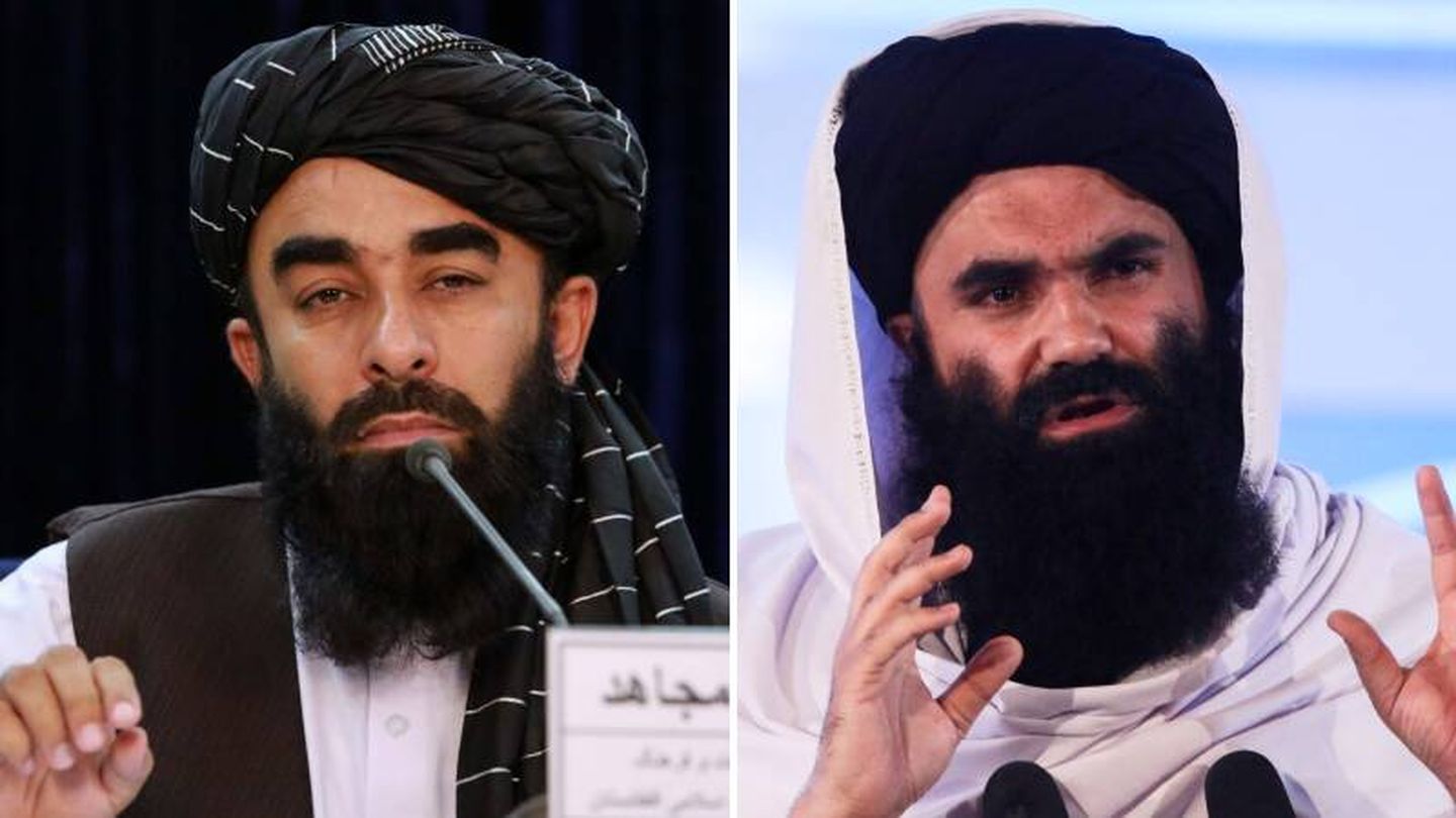 Zabiullah Mujahid (izquierda) e Irajuddin Haqqani, ministros en Afganistán. (EC Diseño)
