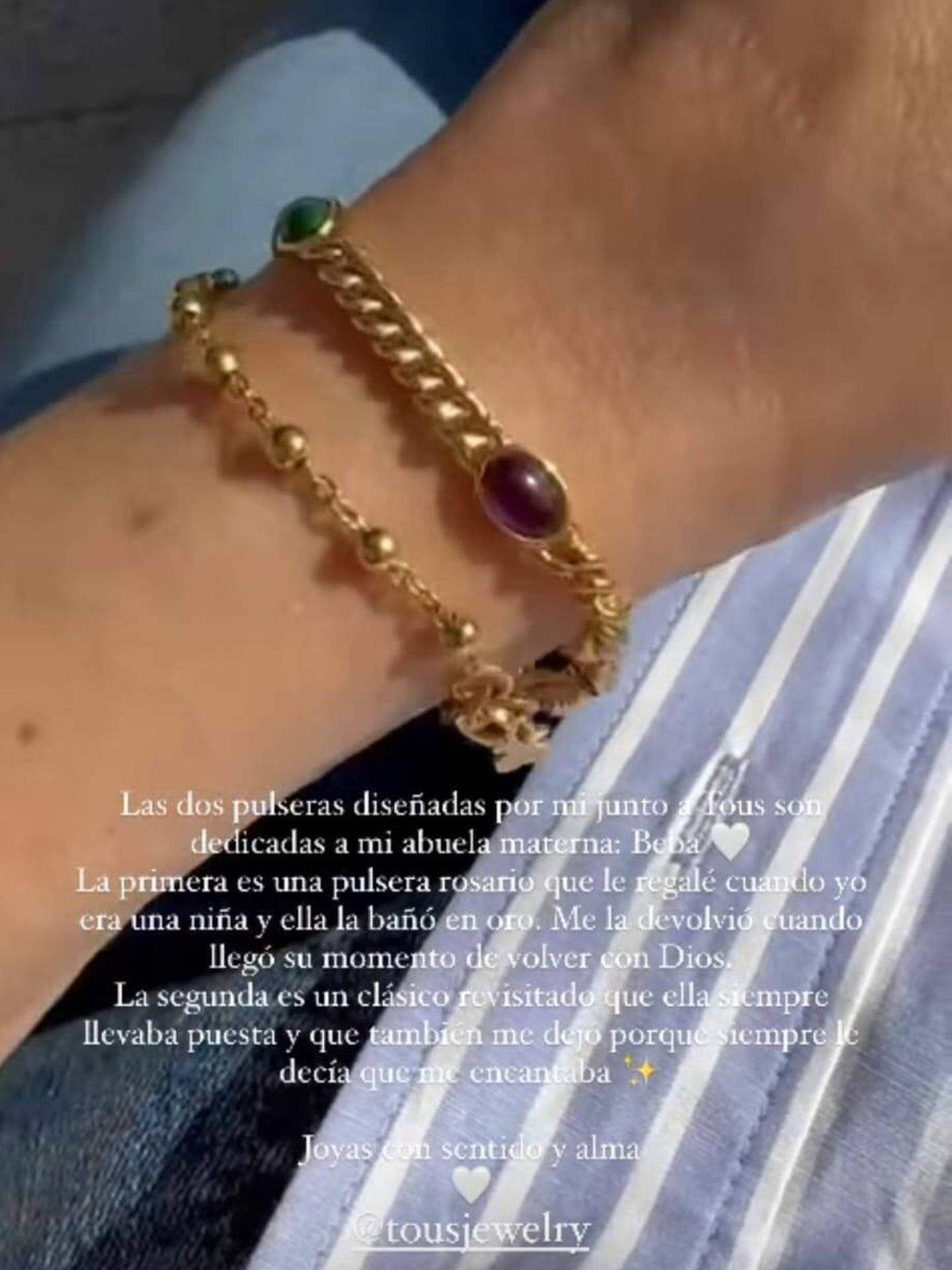 Las pulseras que luce Tamara Falcó de su abuela Beba. (Instagram/@tamara_falco)