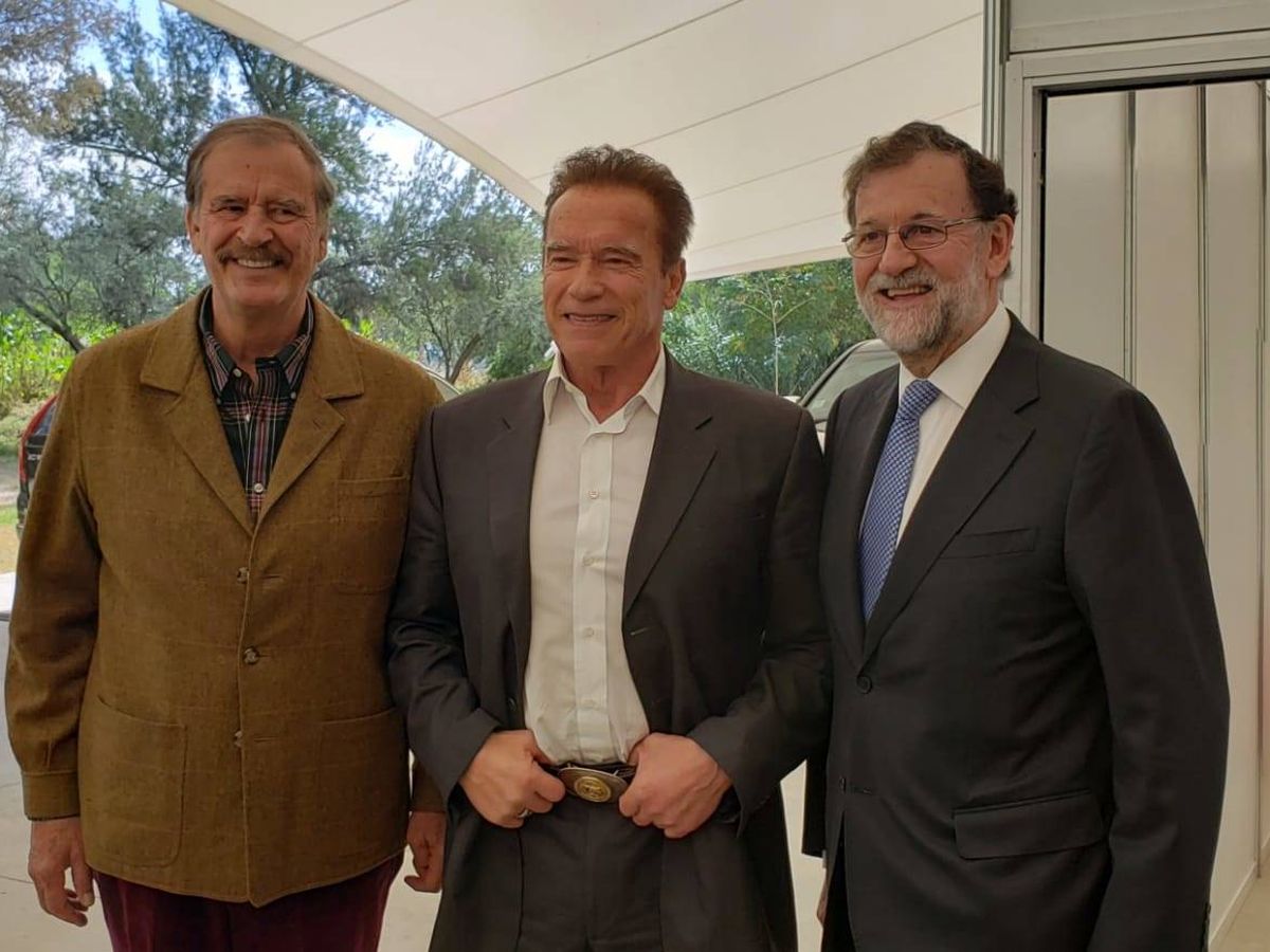Foto: Vicente Fox, Arnold Schwarzenegger y Mariano Rajoy.