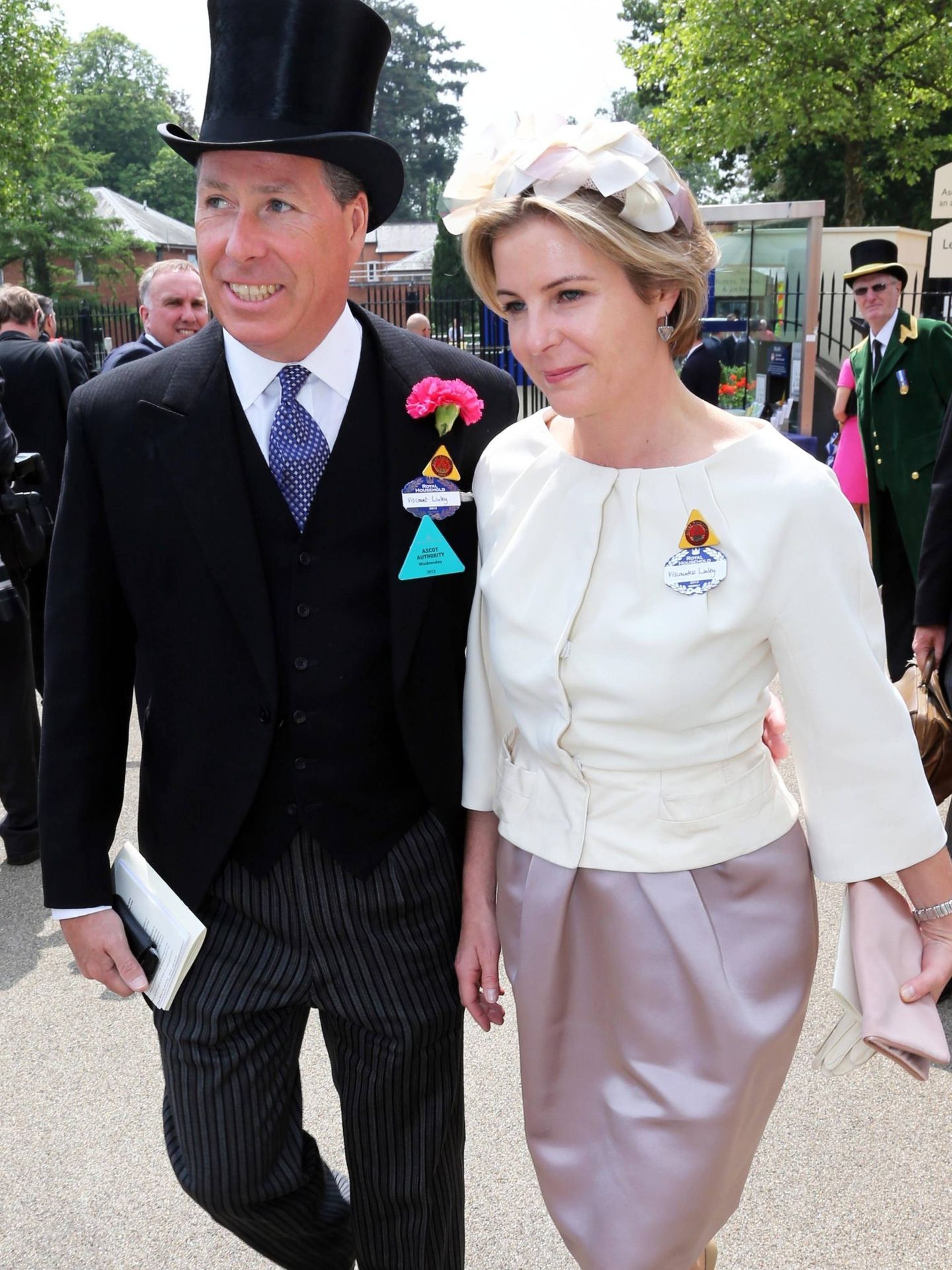 David Armstrong-Jones y su mujer durante el segundo día del Real Ascot en 2013.