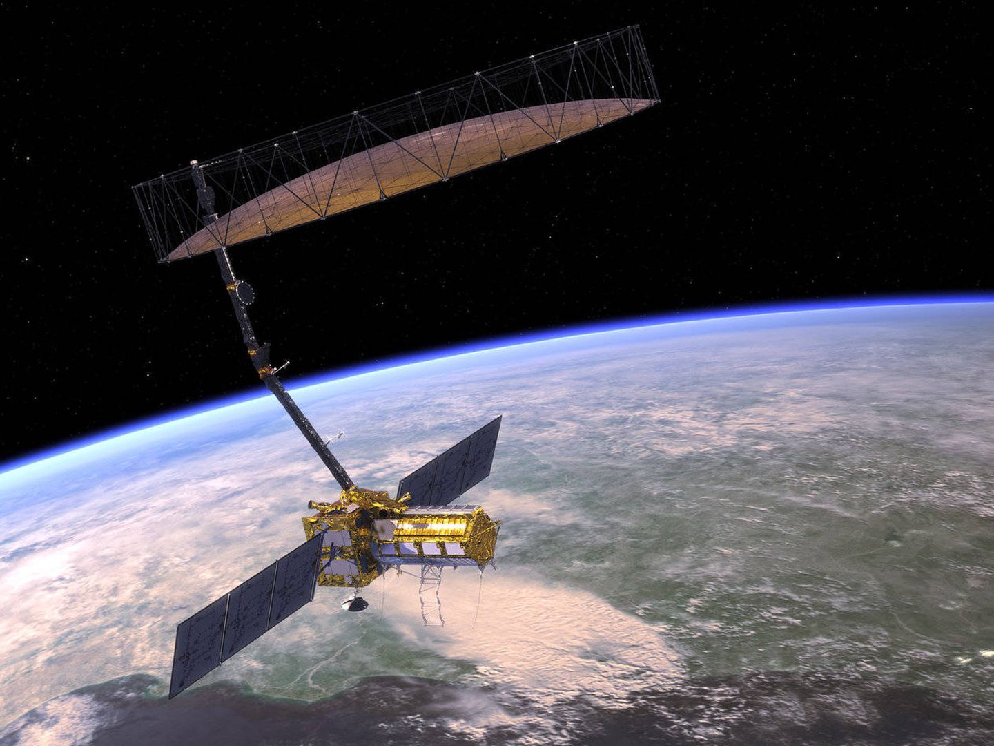 Imágen conceptual del satélite NISAR (NASA)