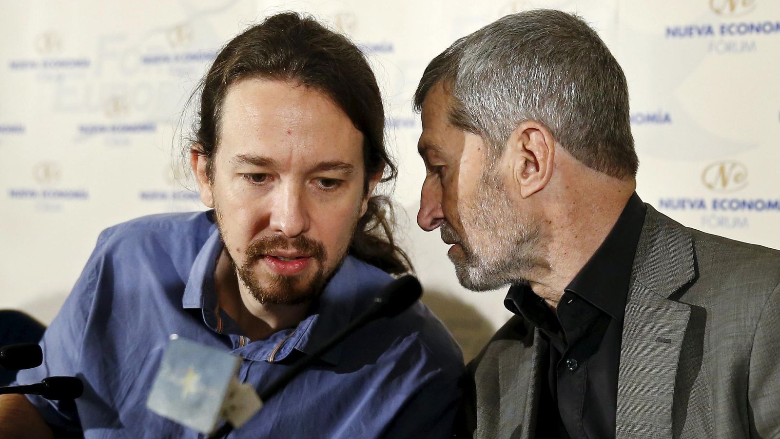 Foto: Pablo Iglesias y José Julio Rodríguez, durante un desayuno informativo. (Reuters)