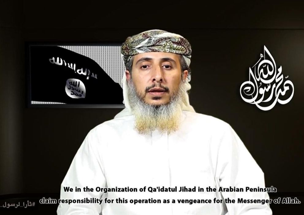 Foto: “Reivindicamos la responsabilidad de esta operación como una venganza en el nombre del mensajero de Dios", declara el líder Nasr bin Ali al Ansi en el vídeo comunicado de Al Qaeda. (Afp)