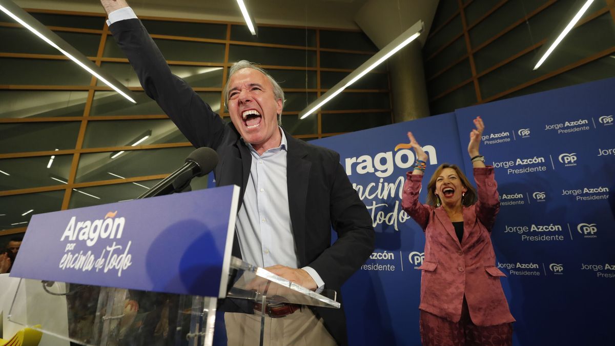 El PP avasalla a Lambán en Aragón y Azcón podrá gobernar con el apoyo de Vox