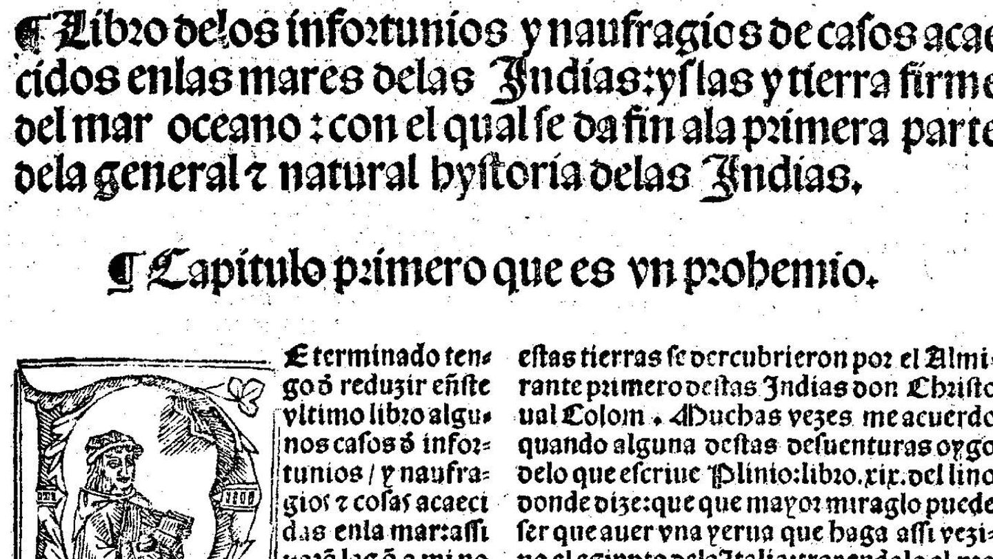 Libro de los 'Infortunios y Naufragios en los Mares del Sur', Gonzalo Fernández de Oviedo (BNE).