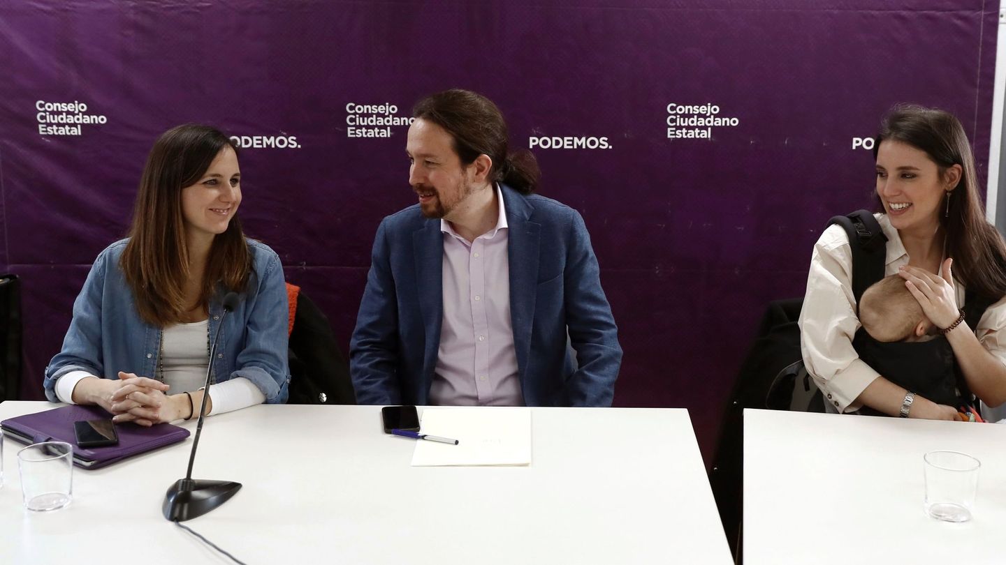 Ione Belarra, Pablo Iglesias e Irene Montero. (EFE)