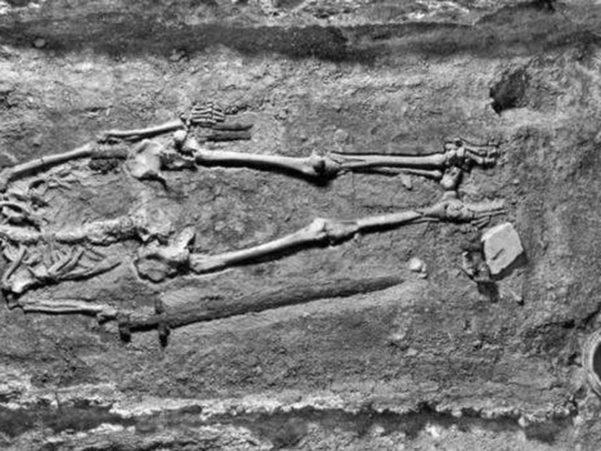 Foto: El misterioso esqueleto. (Instituto de Arqueología de Praga)