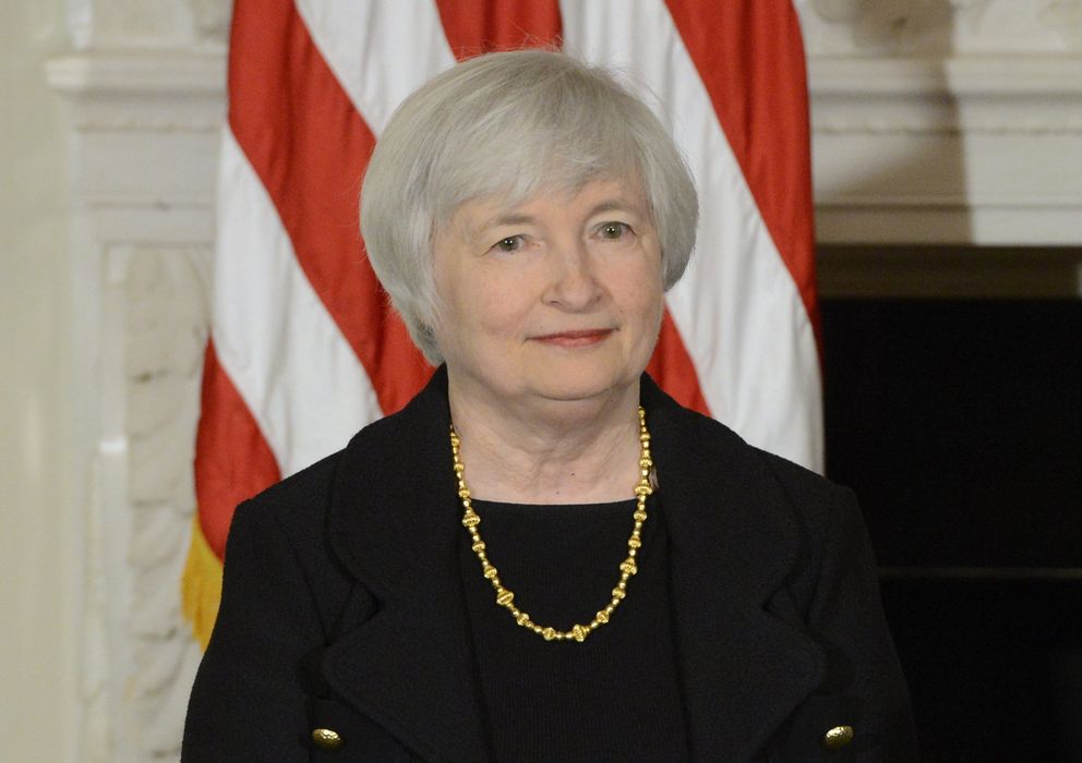 Foto: Yellen, durante el acto en el que se anunció su candidatura oficial a la presidencia de la Fed 