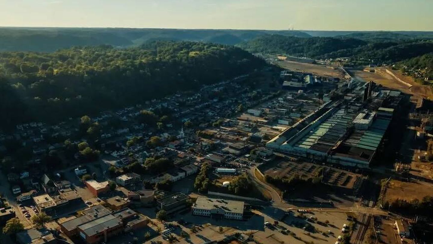 Vista aérea de Weirton, Virginia Occidental.