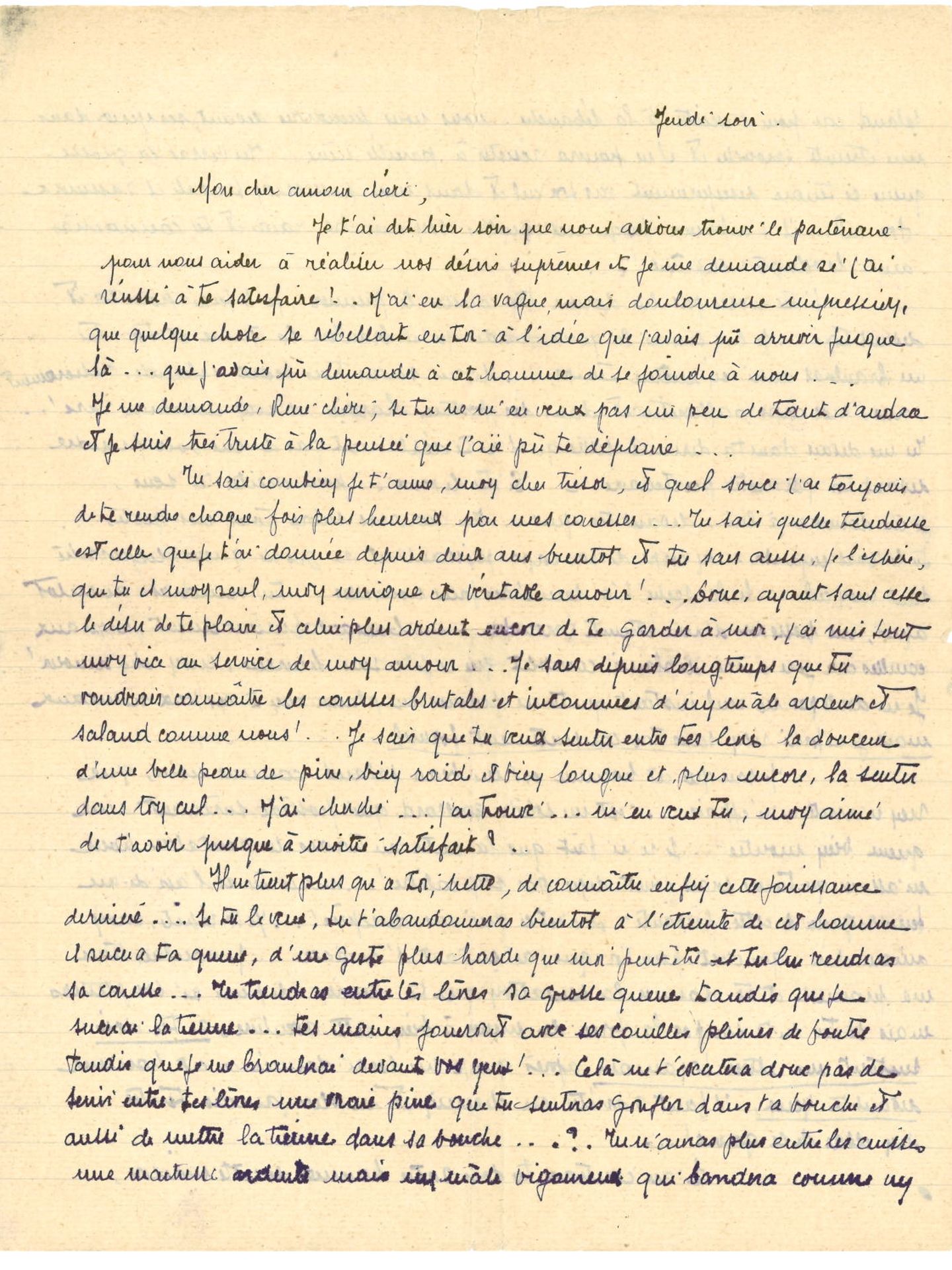 Una de las cartas escritas por Mademoiselle S. a finales de los años veinte