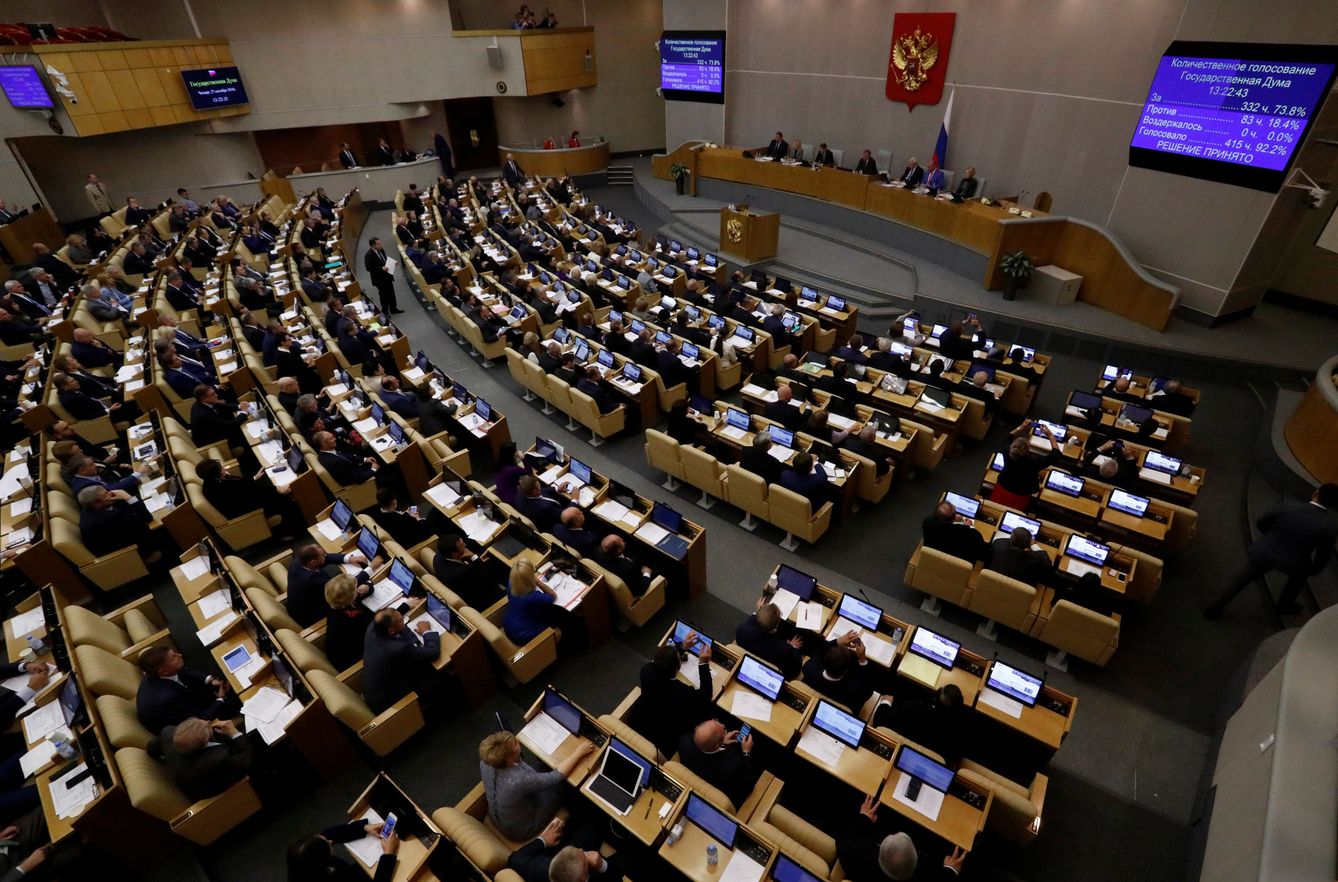 Vista general de la Duma durante la votación de la reforma de las pensiones, este jueves 27 de septiembre de 2018. (Reuters)