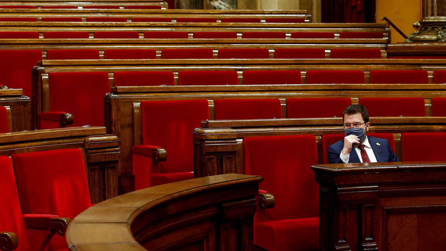 Pere Aragonès, en el Parlament. (EFE)
