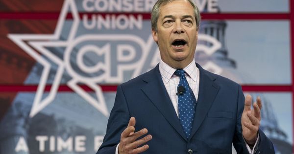 Foto: Nigel Farage durante la 'American Convervative Union' el pasado 23 de febrero. (EFE)