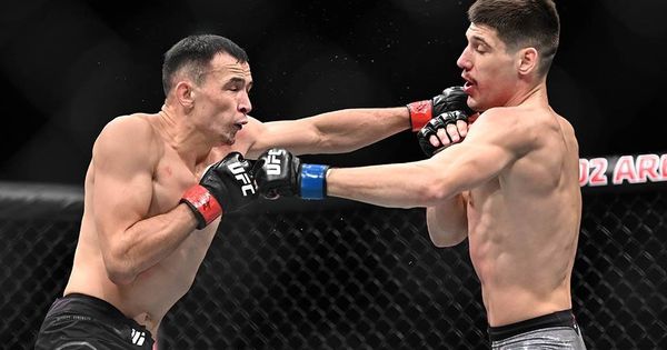 Foto: Un momento de la pelea entre Álvarez e Ismagulov. (USA Today Sports)