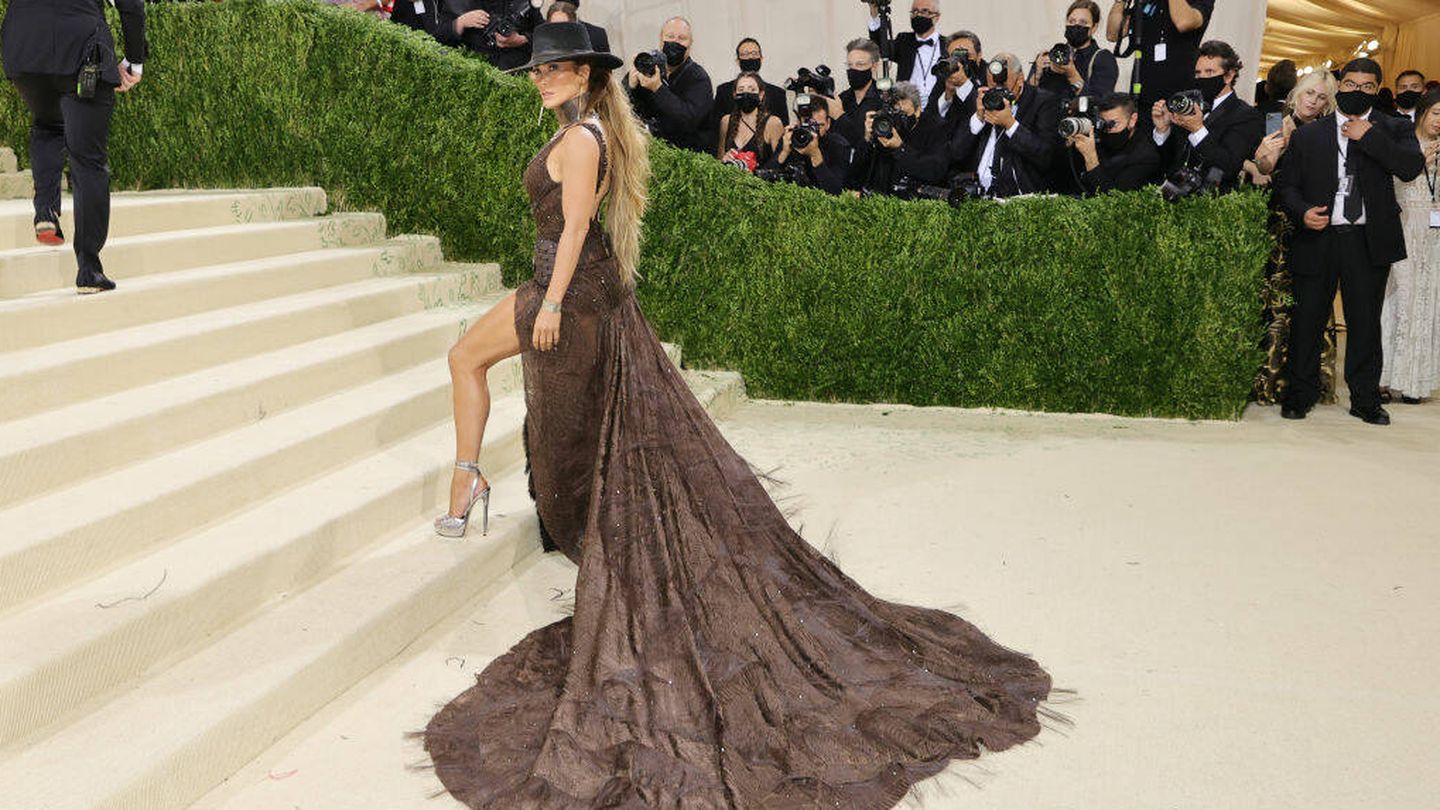 Jennifer Lopez, en la Met Gala de 2021. (Getty/Mike Coppola)
