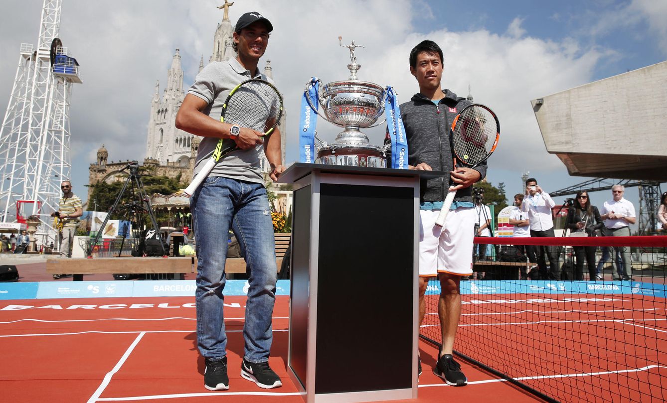 Foto: Nadal y Nishikori en la presentación del Godó (Cordon Press) 