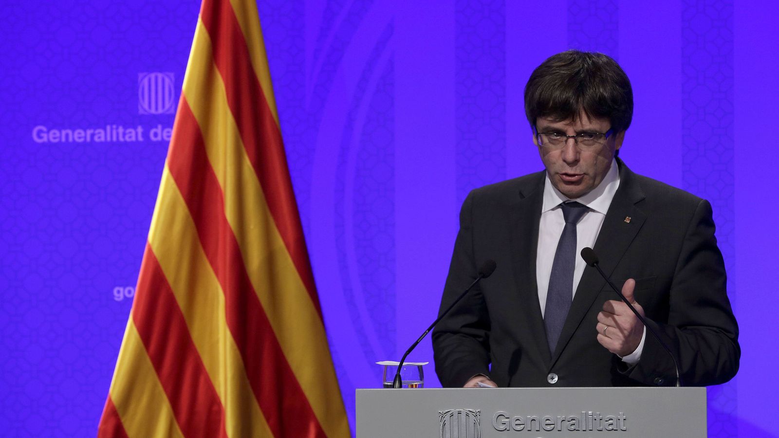 Foto: Puigdemont, durante la rueda de prensa. (EFE)