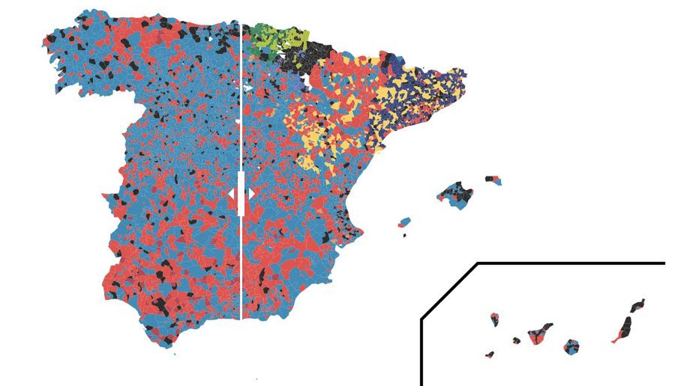 Resultados electorales: Así ha cambiado el mapa municipal de España