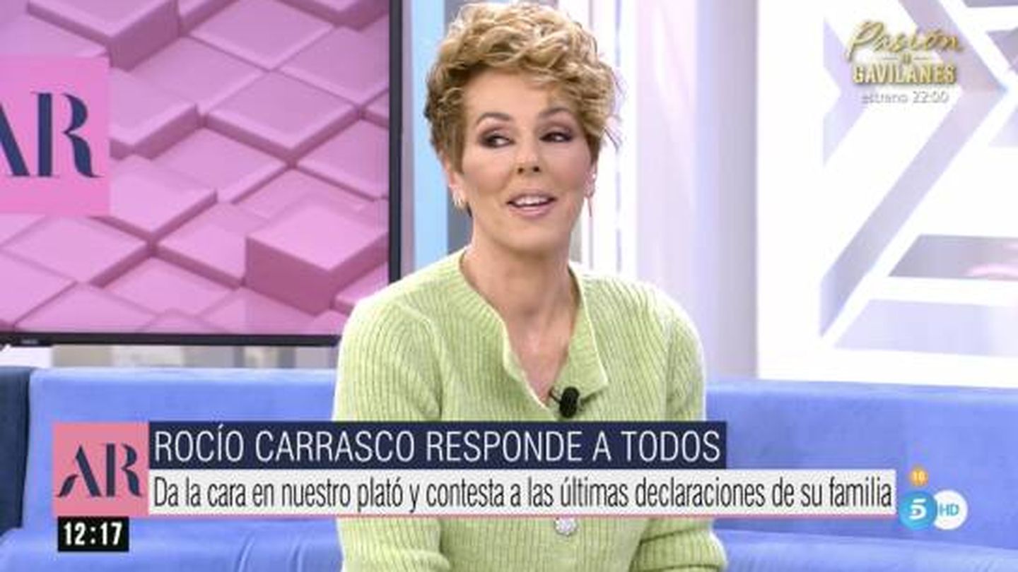 Un instante de la entrevista de Rocío Carrasco. (Mediaset)