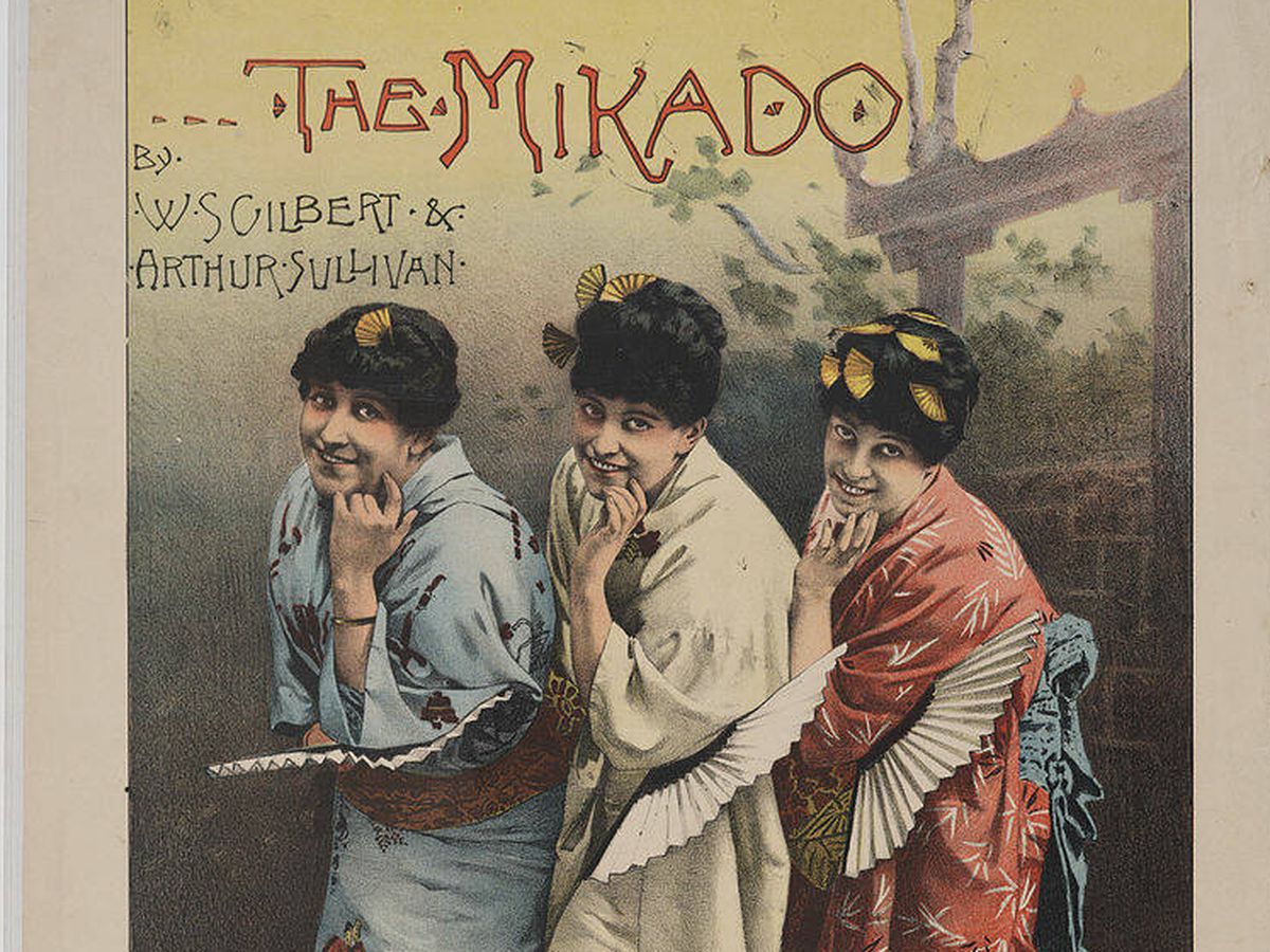 Foto: Cartel publicitario de la ópera 'El Mikado', ambientada en Japón, de 1885.