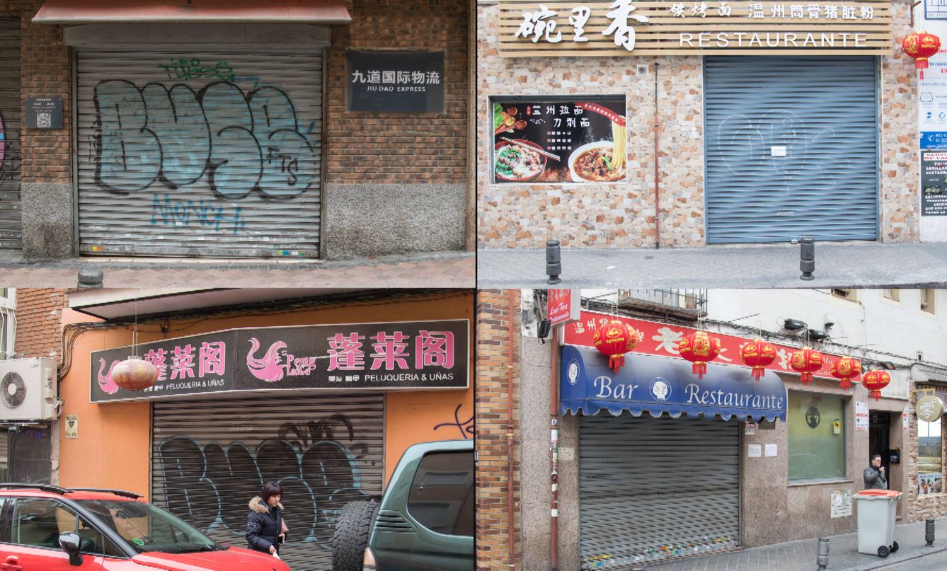 La gran mayoría de negocios chinos del barrio de Usera están cerrados. (D. B.)